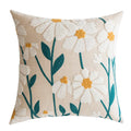 Daisy Floral Geometric Embroidery Pillow Cover 45x45cm Yellow Blue Soft Cozy