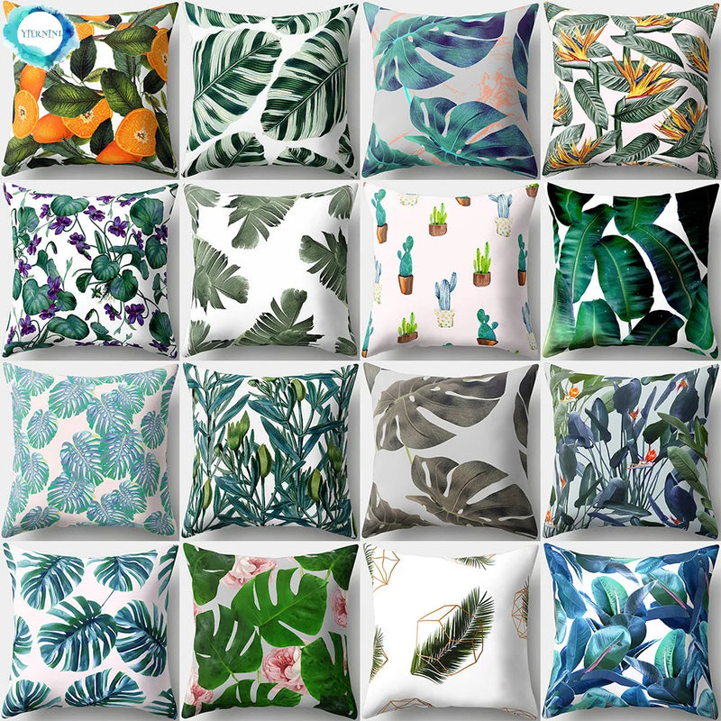 Axyaa Tropical Plants & Hibiscus Flower Pillow Cover Collection