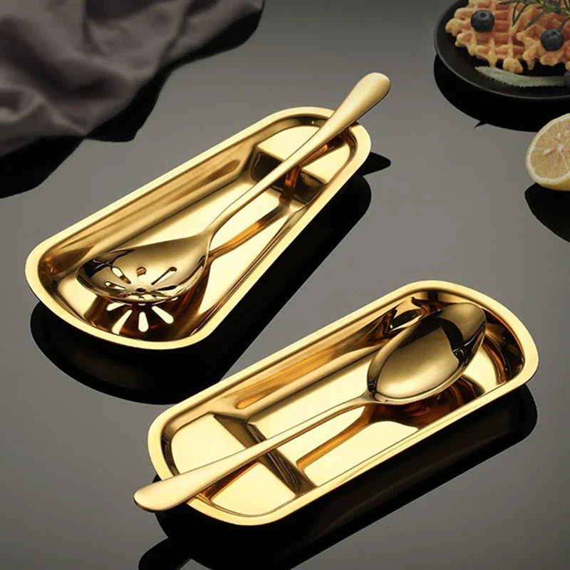 Axyaa Stainless Steel Food Storage Tray Dessert Plate Snack Pan Buffet Tableware