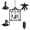 Axyaa Farmhouse Chandelier: E14 Black Modern Droplight for Dining, Kitchen, Living Room