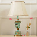Axyaa Green Resin Bedroom Table Lamp Retro European Bedside Lamp