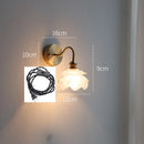 Axyaa Flower Glass Copper Wall Sconce LED Light with Pull Chain Switch