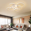 Axyaa Modern LED Circle Rings Ceiling Light in Matte Black/White for Living Room