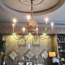 Axyaa Classic Wooden Chandelier: Mid Century Living Room Lighting Fixture
