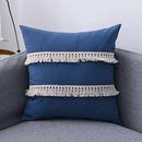 Axyaa Boho Tassled Cushion Cover in Beige/Grey/Blue/Yellow, 30x50cm/45x45cm
