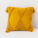 Axyaa Tufted Diamond Tassel Cushion Cover 45x45cm White Yellow Green Ambor