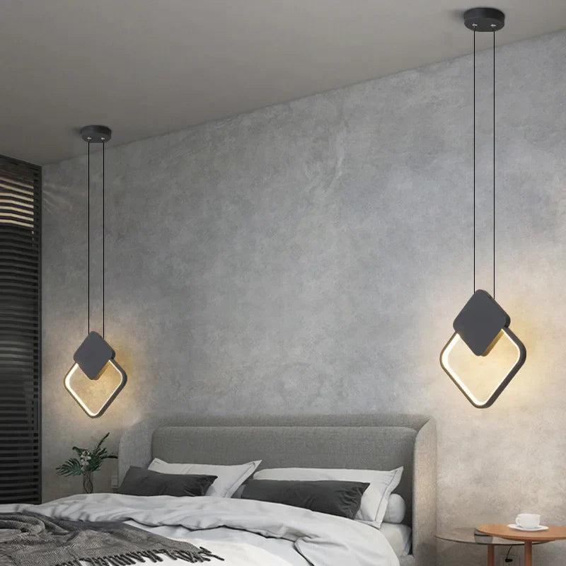 Axyaa White Black Pendant Lamp - Dimmable LED Hanging Light for Bedside Decor