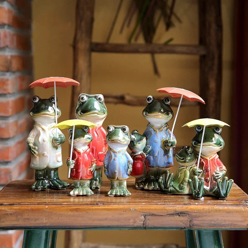 Axya Rustic Ceramic Frog for Home and Garden Decoration