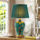 Axyaa American Retro Green Ceramic Table Lamp - Queen Luxury Villa Bedside Lamp