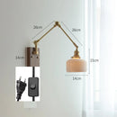 Axyaa Copper Swing Arm LED Wall Sconce - Bedroom Living Room Study Light Fixtures
