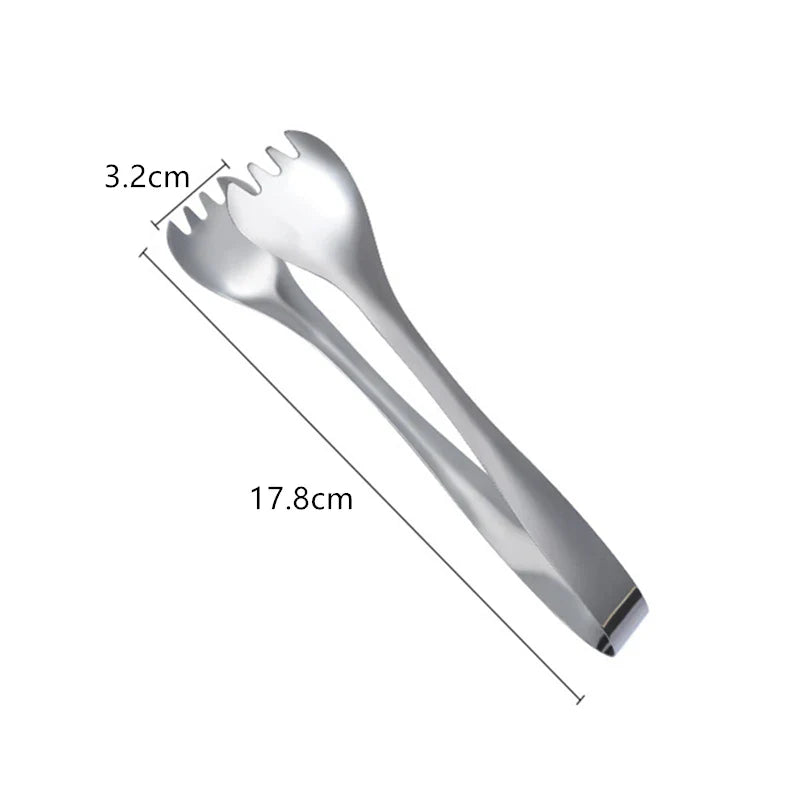 Axyaa Stainless Steel Food Tongs - Non-Slip Meat Salad Bread Serving Clip