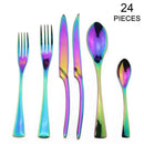Axyaa Black Stainless Steel Flatware Set, 24 Pieces