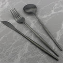 Axyaa Black Matte Cutlery Set - Stainless Steel Dinnerware Flatware Set