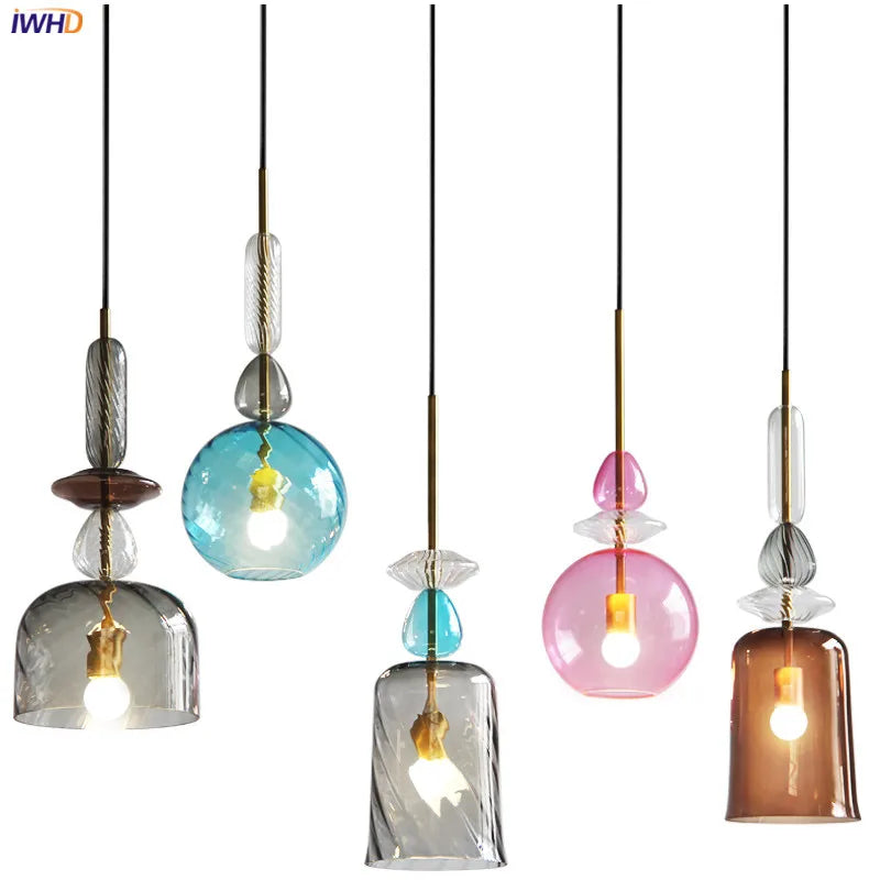 Axyaa Nordic LED Glass Pendant Lights for Bedroom Living Room Bar Cafe