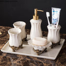 Axya Retro Ceramic Bathroom Set - Lotion Bottle Toothbrush Holder Soap Dish Cup
