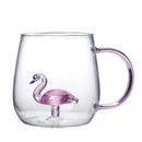 Axyaa 3D Animal Glass Mug: Fun Novelty Cup for Coffee, Tea, Milk - 400ml