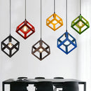 Axyaa Metal Cube Pendant Lamp: Industrial Retro Style for Living Room, Kitchen, Restaurant