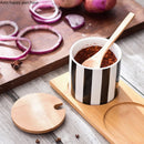 Axya Nordic Stripe Ceramic Spice Jar Set for Kitchen Supplies