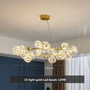Axyaa Clear Glass Ball Circle Chandelier: Modern Gold LED Lighting for Romantic Living Room
