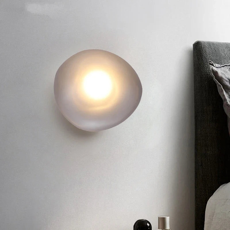 Axyaa Nordic Glass Pebble Wall Light Living Room Bedroom Luminaria