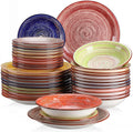 Axyaa Albero Stoneware Tableware Set: Vintage Shabby Chic Design for 6/12 People