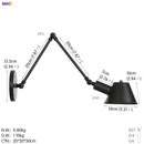 Axyaa Black Single Swing Arm Wall Light - Industrial Vintage Wall Lamp Sconce