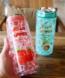 Axyaa Kawaii Fashion Cans Summer Ice Cup Plastic Water Bottle with Lid
