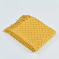 Axyaa Nordic Knit Throw Blanket Yellow Plaid 130x230cm