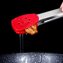 Axyaa Silicone Head Stainless Steel BBQ Grilling Tongs, Non-Stick Food Clamp