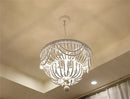 Axyaa Vintage White Wood Beads Chandelier - Retro Drop Light for Bedroom & Dining Table