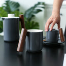 Axya Nordic Retro Wooden Handle Ceramic Mug for Coffee and Office, Gift Box