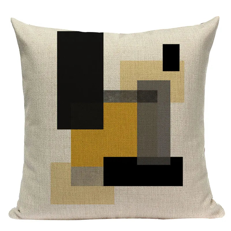 Nordic Geometric Deer Cushion Cover - Axyaa Yellow Heart Throw Pillow Case