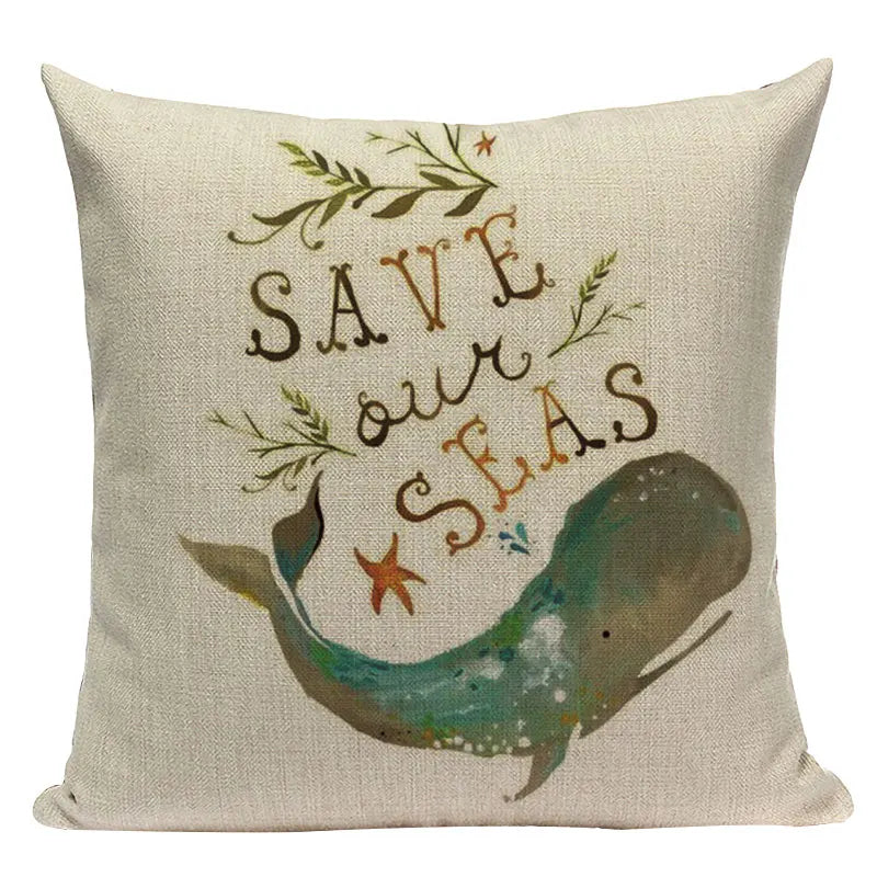 Colorful Fish Pattern Linen Cushion Cover by Axyaa