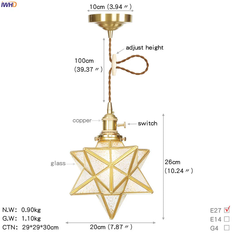 Axyaa Nordic LED Glass Pendant Lamp for Home Lighting