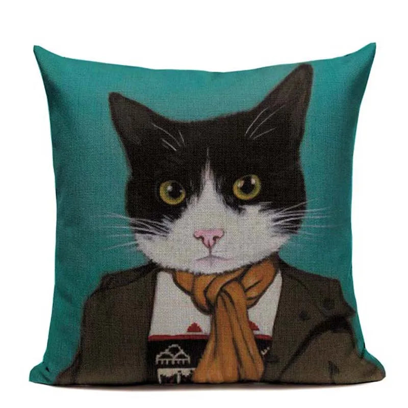 Axyaa Cartoon Cat Cushion Cover: High Quality Linen Sofa Home Decor Pillowcase
