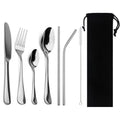 Axyaa Stainless Steel Dinnerware Set - 8-Pcs Black Tableware Cutlery Steak Knife Fork Teaspoon
