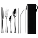 Axyaa Stainless Steel Dinnerware Set - 8-Pcs Black Tableware Cutlery Steak Knife Fork Teaspoon