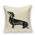 Dachshund Linen Pillow Cover for Sofa Decor Axyaa Home Decorative Cushion Case