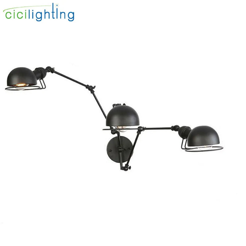 Axyaa Double Swing Arm Wall Light with Metal Lampshade, Industrial Design