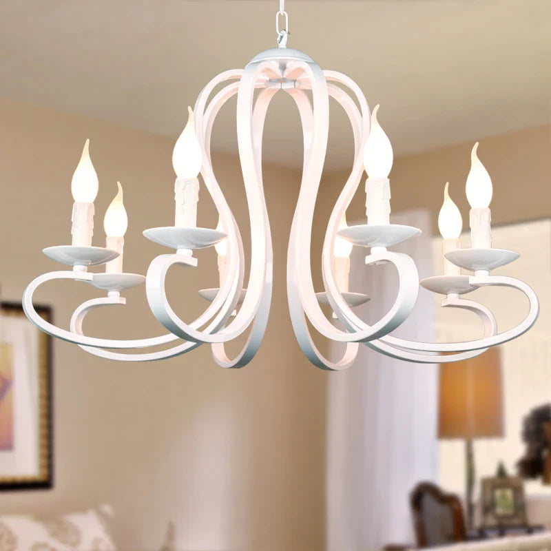 Axyaa White/Black Iron Country Chandelier with Modern Style