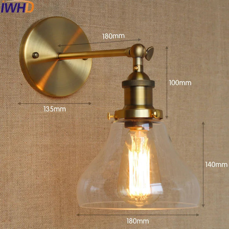 Axyaa Retro Glass Wall Lights - Rustic Loft Industrial Sconce