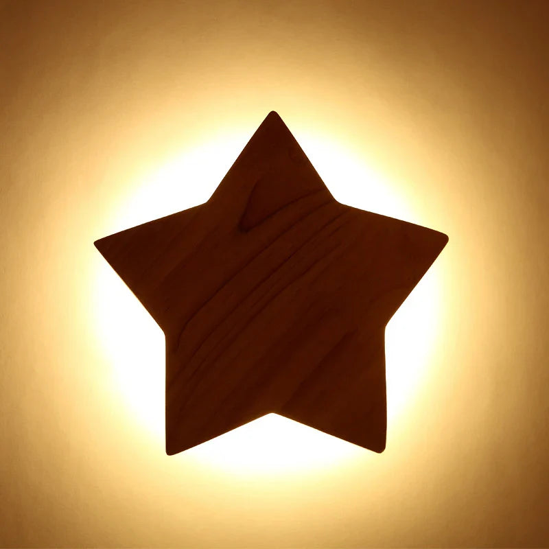 Axyaa Star Wood Wall Lamp - Modern Living Room Bedroom Light