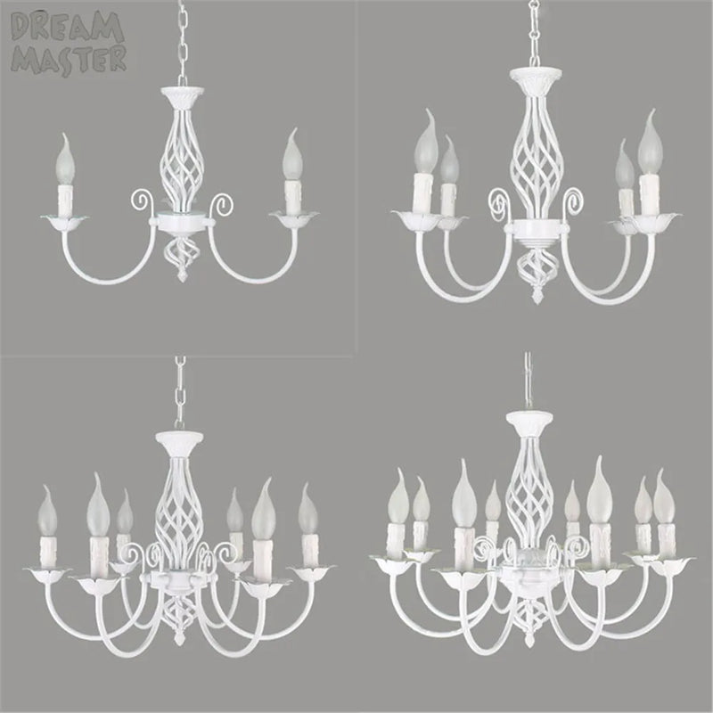Axyaa Modern 8-Light White Iron Chandelier with LED Bulbs, European Style Living Room Lamps