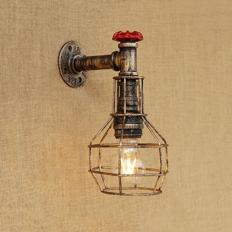 Axyaa Retro Iron Wall Lamp for Bedroom Study Stair Bar Restaurant Cafe Sconce