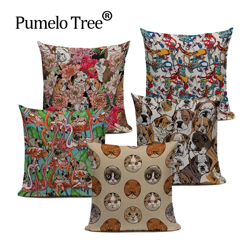 Axyaa Pug Dog Cat Bird Cushion Cover Sleep Dog Throw Pillow Cover