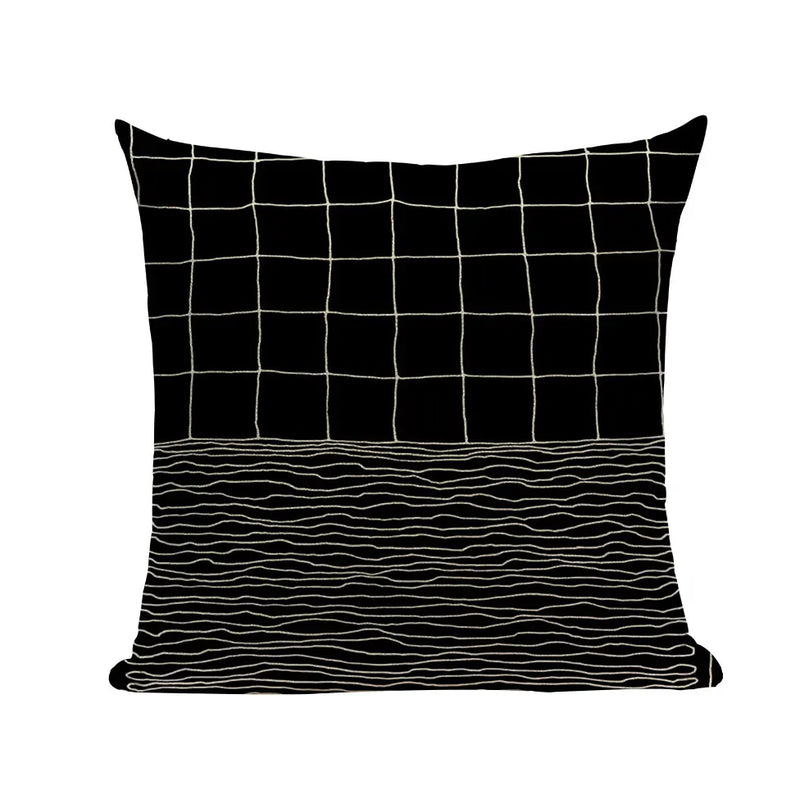 Axyaa Geometric Wave Dots Line Spring Cushion Cover - Black White - Custom Home Decor Pillow Cover