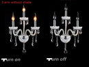 Axyaa White Crystal Wall Lamp with Double Head LED E14 Bulbs