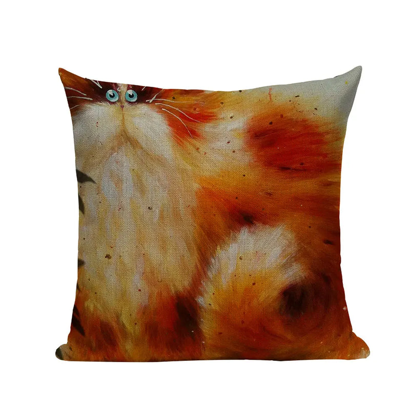 Square Cat Pillow Covers by Axyaa: Cute Cartoon Print Sofa Throw Pillow Cover