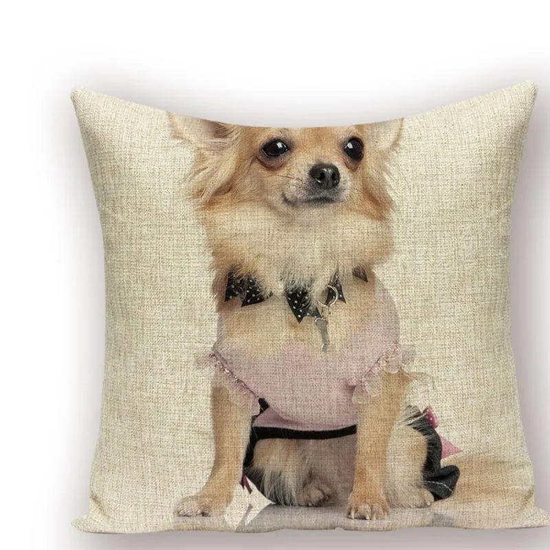 Axyaa Animal Dog Pillow Covers: Golden Retriever, Boston Terrier, Chihuahua Decor