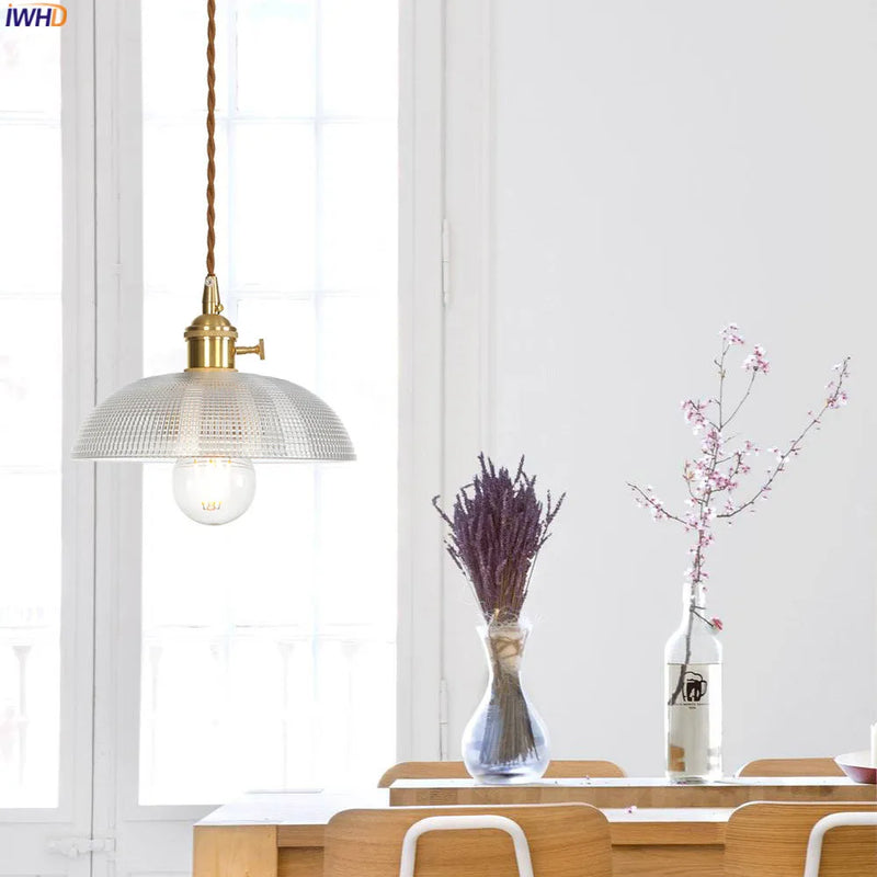 Axyaa Nordic Style Copper Glass Pendant Light - Loft Industrial Decor